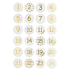 Papier-Sticker "1-24" 4 hc x 24 stuks