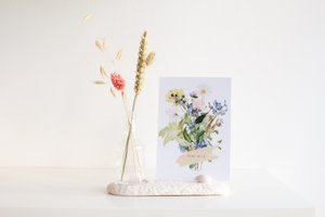 Kartenhalter aus Keramik + nachhaltige Karte + Trockenblumen mit Vase