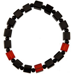 Bracelet glass, cube, red-black
