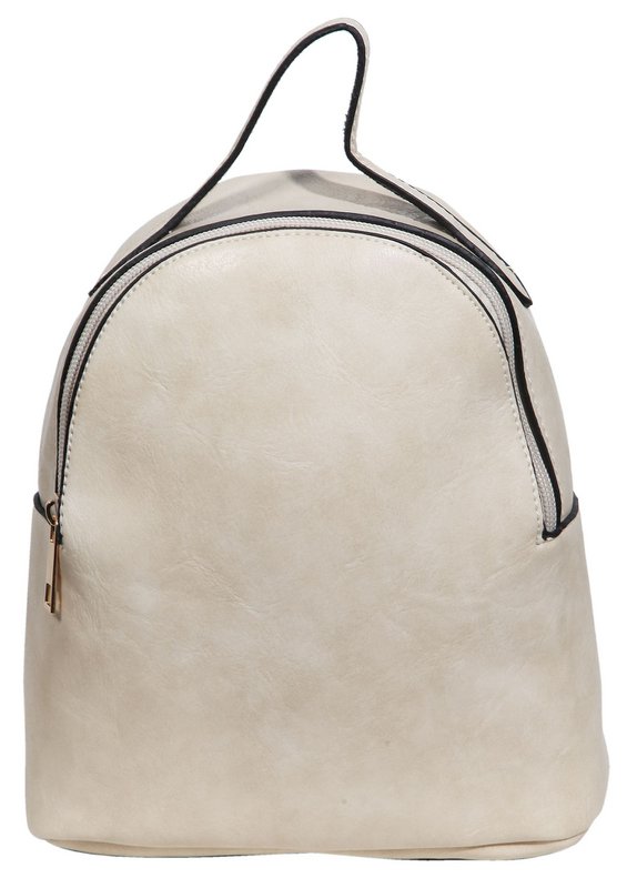 Women's backpack made of imitation leather, white, length: 21.5 cm / width: 19.0 cm / thickness: 8.0 cm