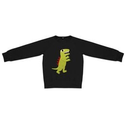 Kids dinosaur sweatshirt in black with a green dinosaur graphic. Available in sizes 74 to 152 cm.