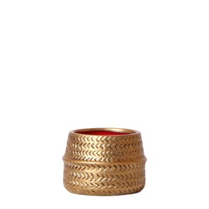 Hummingbird Home | Groove flower pot - Golden ceramic decorative pot - pot size - Ø6cm