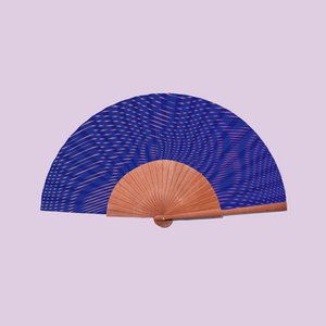 DANCING WAVES waaier - 23 cm - Blauw, roze, geel