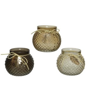 Tealight holder glass H10cm brown