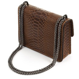 Florence Artegiani. Lorenza Women's Handbag. Genuine Leather Suede Engraving Snake