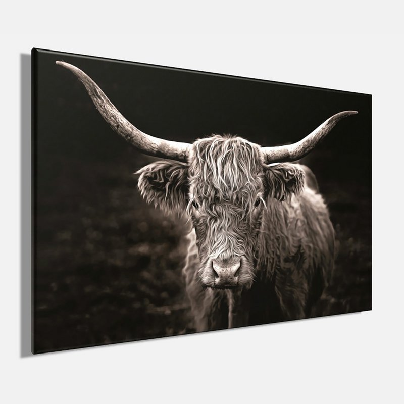 Vægbillede HOCHLANDRIND 60x90 cm lærred billedbåre ramme dekoration moderne