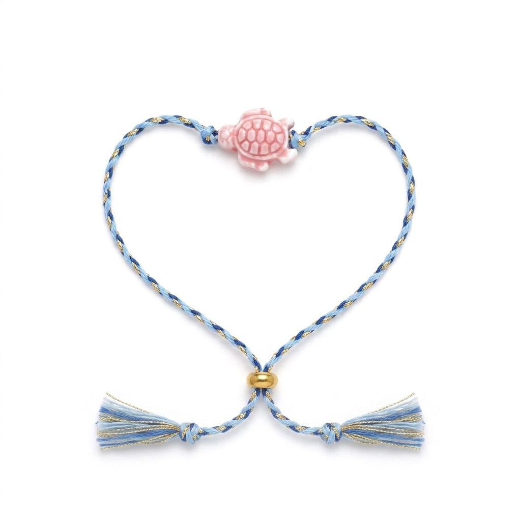 Tiny Turtle Braided Bracelet Blue