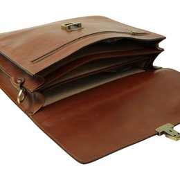 Leather Laptop Briefcase - Black