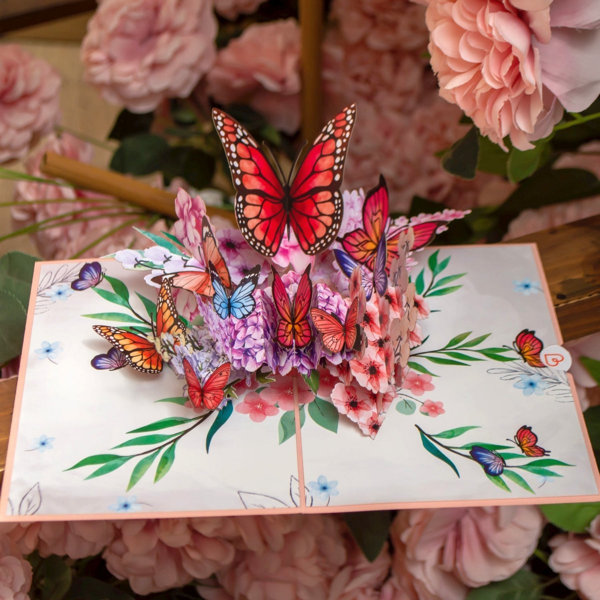 Butterflies on flowers pop-up card