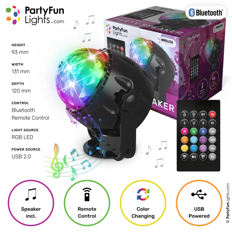 Disco lamp - Party Speaker - with remote control - LED - Bluetooth - USB