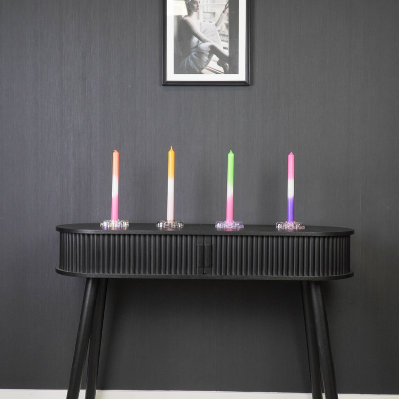 Candle Holder Bow - Glass - Lilac - 9,5x6,5x2,5cm