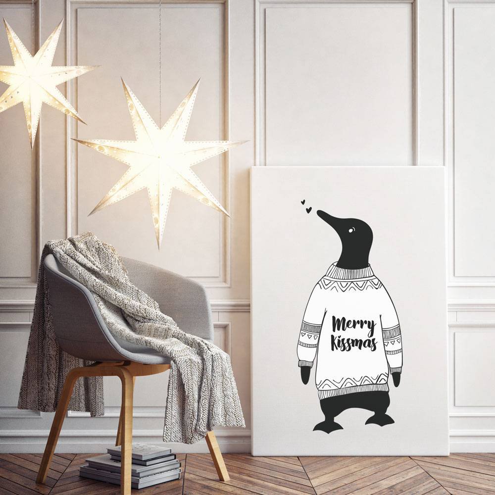 Juleplakat Merry Kissmass - Julepynt - Sort og hvid