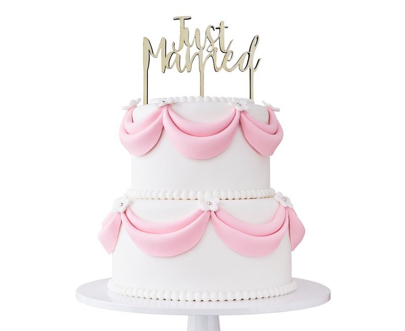Cake topper - Just Married - wood