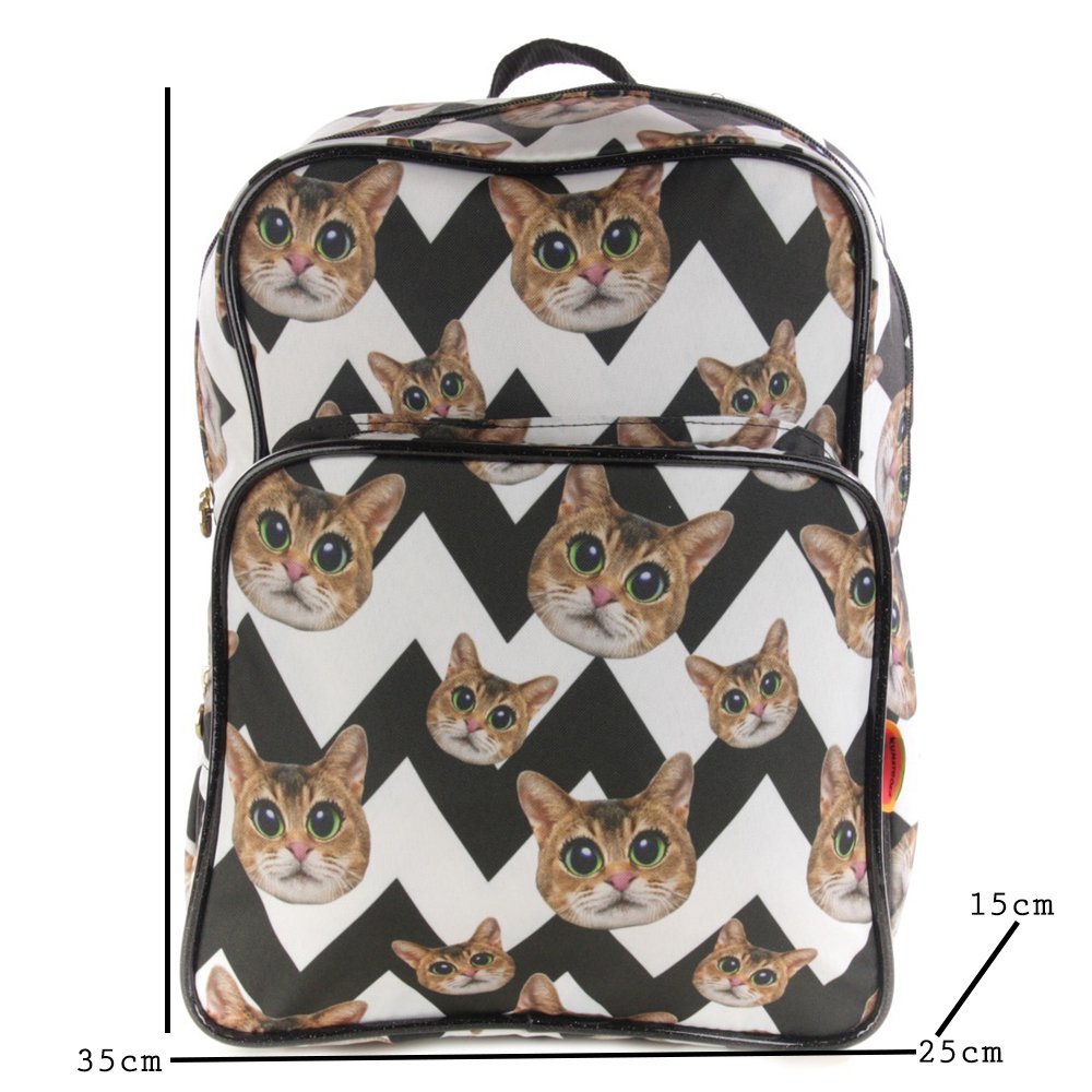Backpack Cat black and white chevron (Black & White Cat)