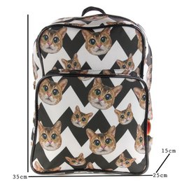 Backpack Cat black and white chevron (Black & White Cat)
