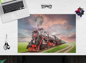 Steam locomotive black - desk pad 60 x 40 cm