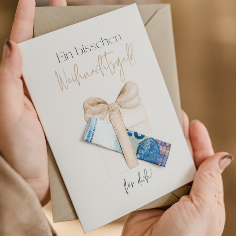Christmas card for money gifts with an envelope "Christmas bonus"