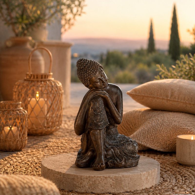 Thai Thinker Buddha Statue - Zen and Feng Shui Decoration - Lucky Object - Zen Gift Idea - Decoration