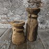 Kandelaar set van 2 hout Hoogte 12 en 17 cm (64) (74804ou)