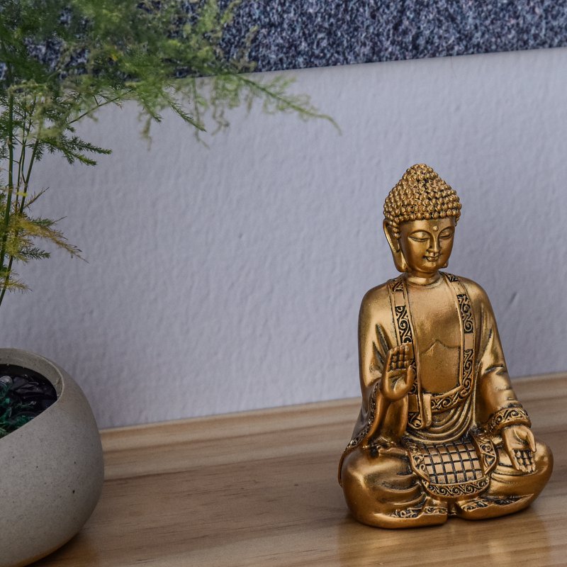 Gouden Bodhi-beeld - Zen- en Feng Shui-decoratie - om een ​​ontspannende en spirituele sfeer te creëren - gelukscadeau-idee