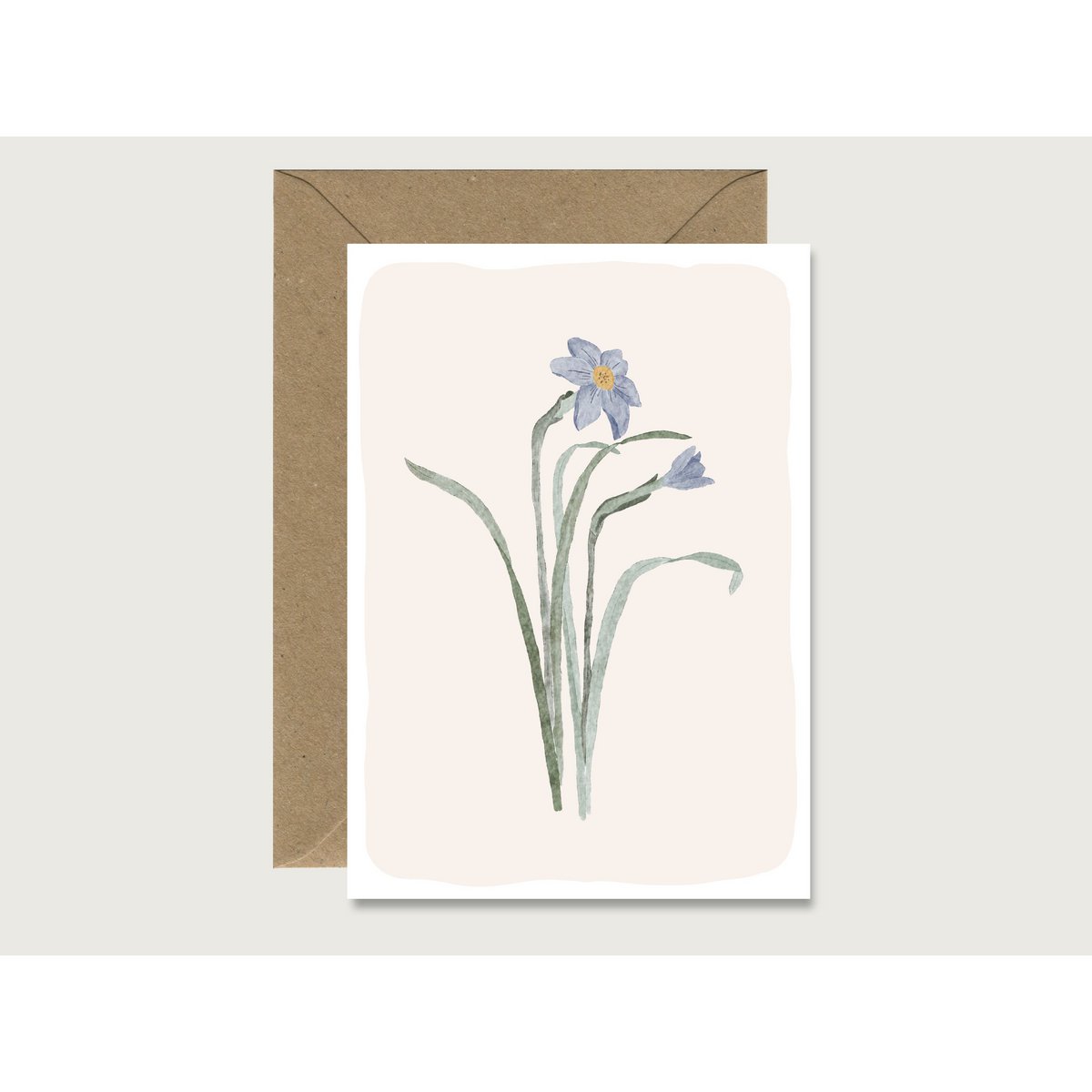 Neutrale kaart "Bloem" blauw | Wenskaart vouwkaart kaart HART & PAPIER