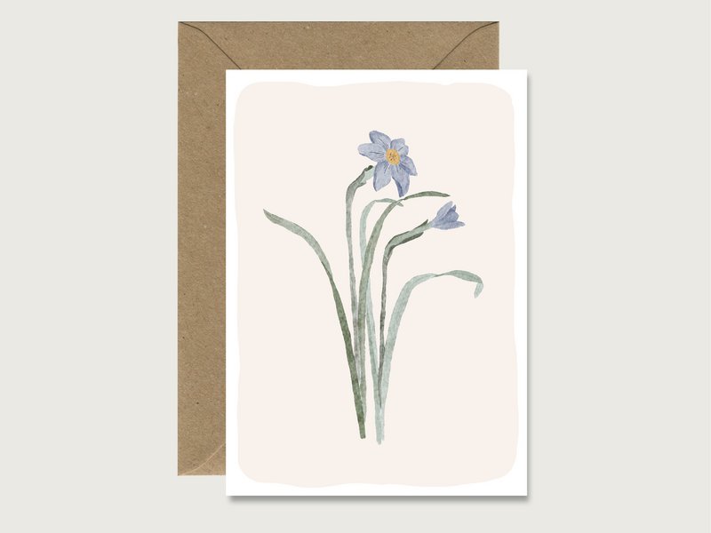 Neutrale kaart "Bloem" blauw | Wenskaart vouwkaart kaart HART & PAPIER