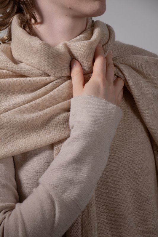 Løs kant - 100% ren cashmere strikket indpakning tørklæde, 60*180 cm