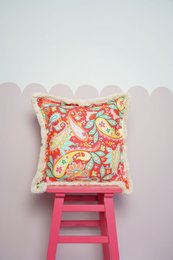 Funda de almohada con flecos "Armonía roja"