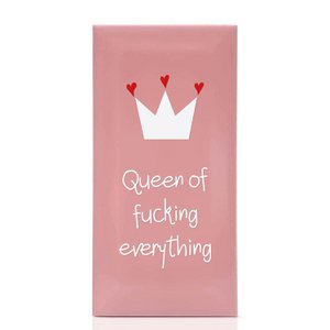 Metro-Fliese "Queen Of Fucking Everything" rosa/weiß