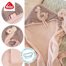 Hooded bath towel flamingo