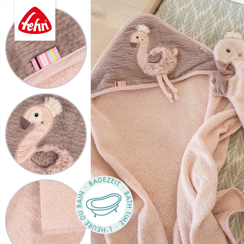 Hooded bath towel flamingo