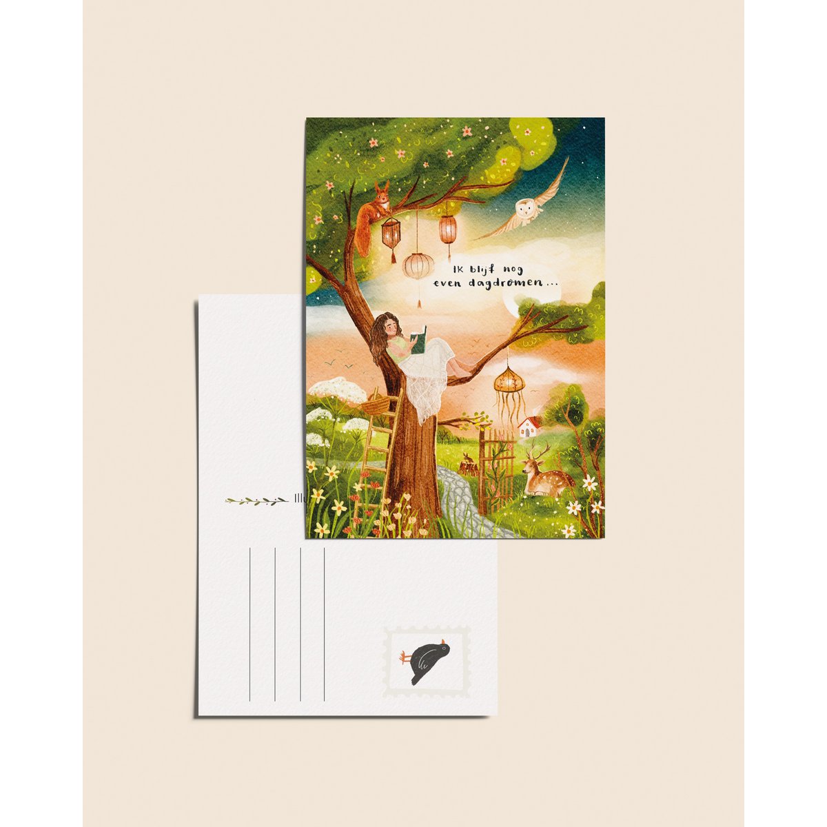 “I'll keep daydreaming for a while” – A6 Illustrated Postcard | 350gsm Tintoretto Gesso