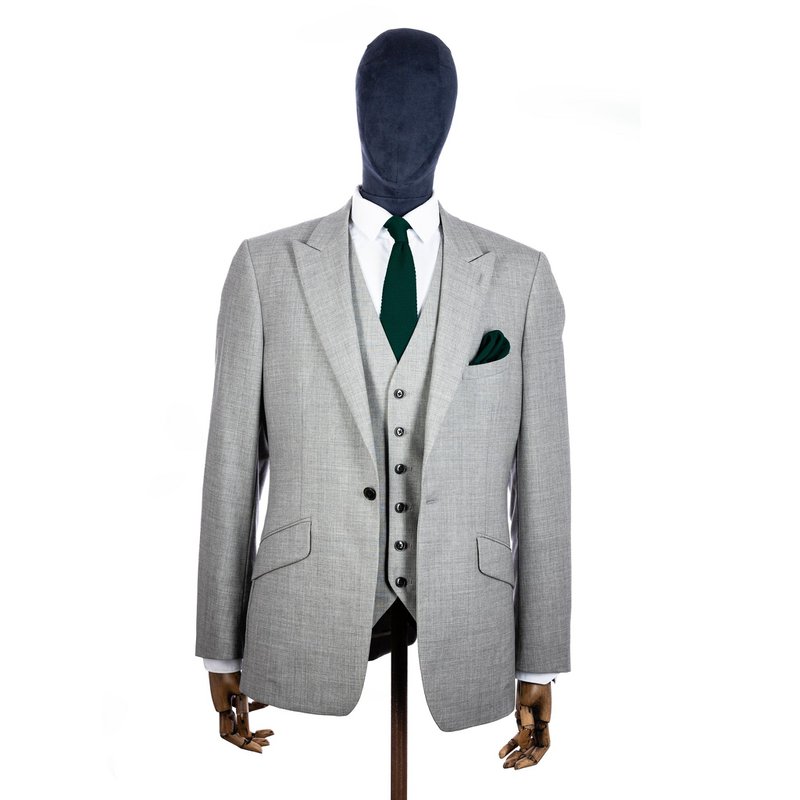 Green knitted tie and pocket square set