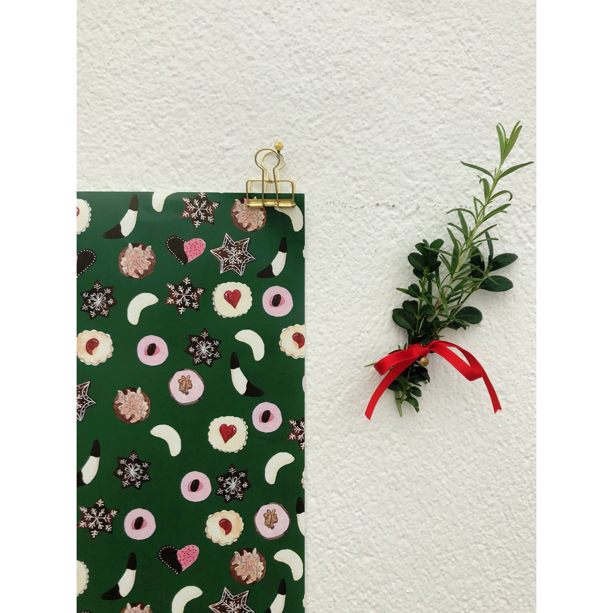Papier cadeau pour biscuits vert