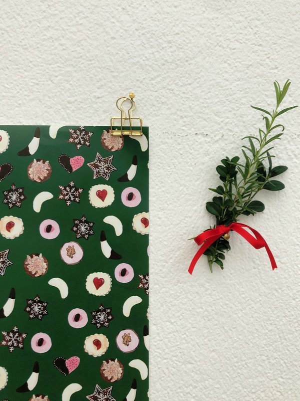 Papier cadeau pour biscuits vert