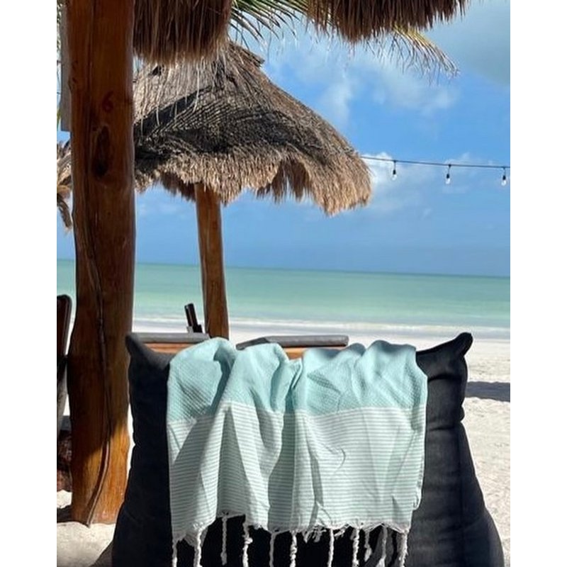 Hammam Towel Fouta Waffle Stripes - Mint - 100x200cm