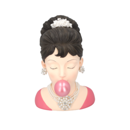 Bubble Gum Frauenbüste aus farbigem Harz, H 30 x 22 x 23 cm