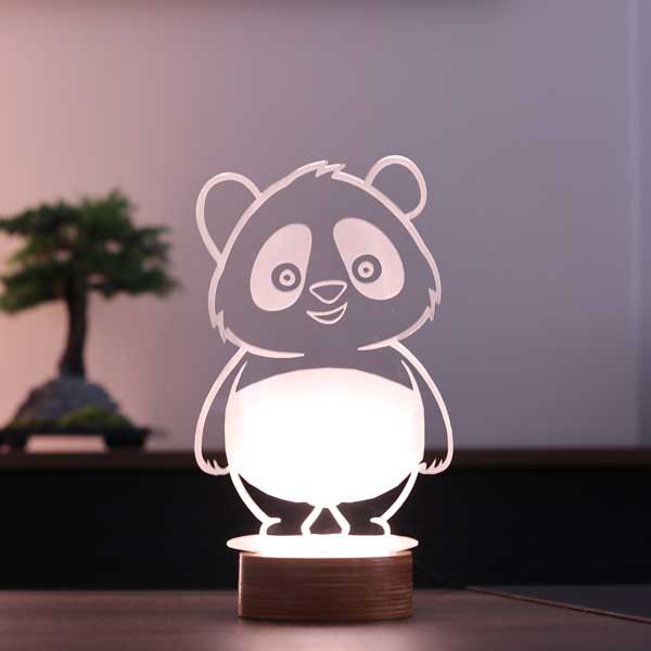 Cute Panda Led Table Lamp | Wood
