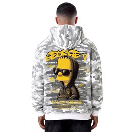 Kapuzenpullover mit Bart-Print Weiß