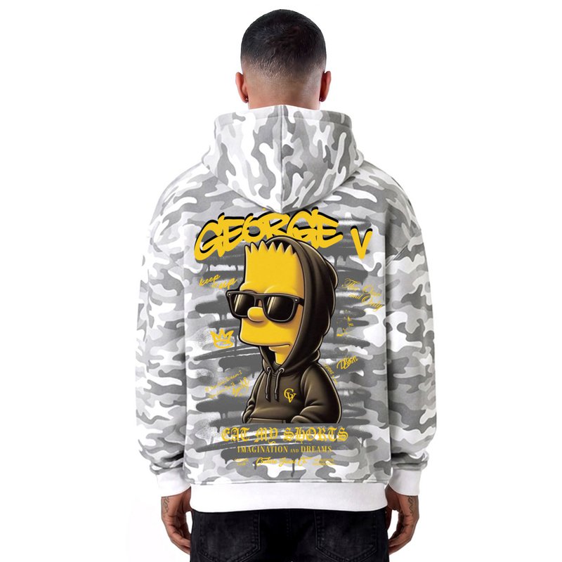 Kapuzenpullover mit Bart-Print Weiß