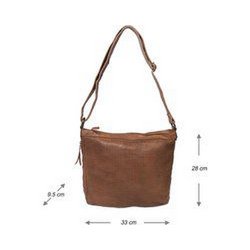 Damer skuldertaske - lysebrunt vintage læder, skuldertaske eller crossbody taske