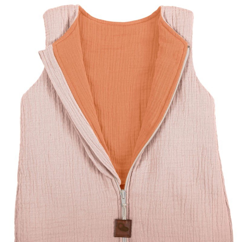 Dubleside BIO-Musselin-Schlafsack für Neugeborene, TOG 2, 12–24 Monate, Dunkelrot/Lachs