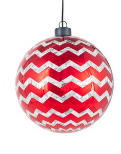 Pendant glass ball red zigzag ø15cm VE 6