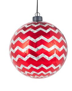Pendant glass ball red zigzag ø15cm VE 6
