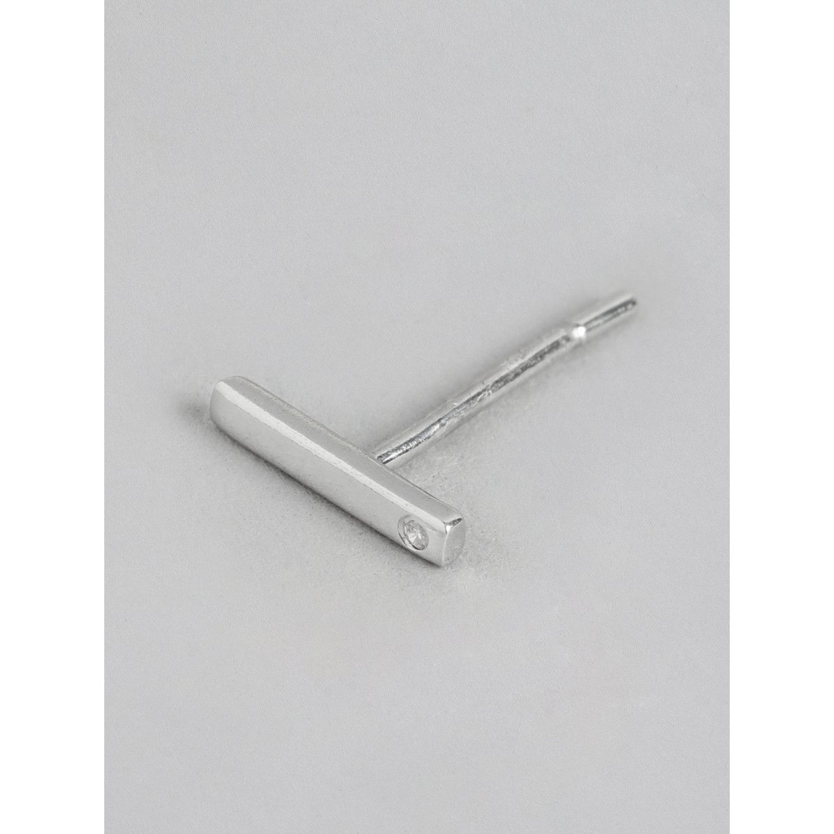Boucles d'oreilles à tige | Accent de CZ sterling plaqué rhodium | Argent