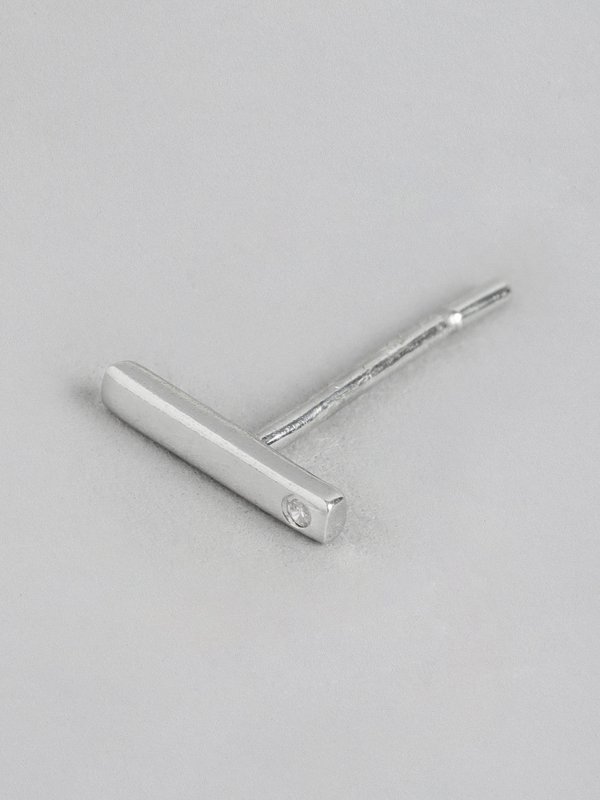 Orecchini a bottone | Accento CZ sterling placcato in rodio | Argento