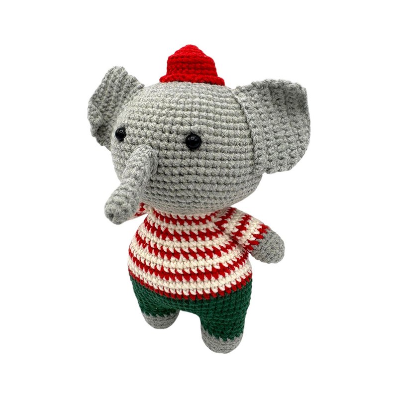 Crocheted elephant with hat