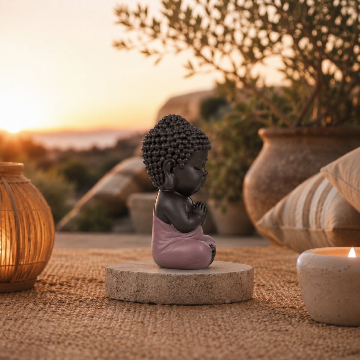 Buddha Statuette – Pink Toga – Zen and Feng Shui Decoration – Spiritual and Relaxed Atmosphere – Decorative Gift Idea