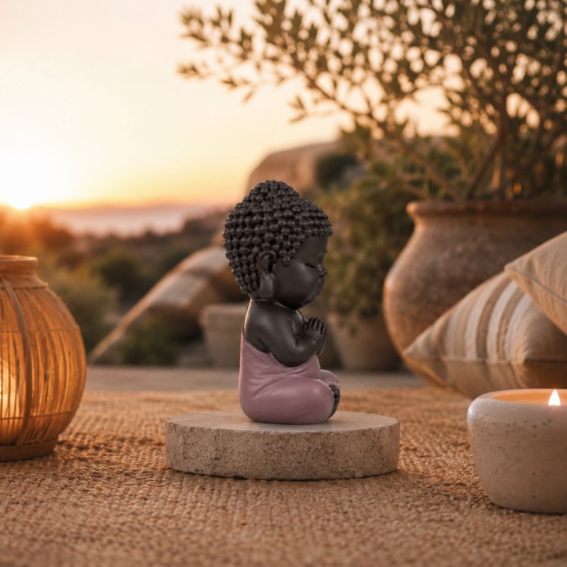 Buddha Statuette – Pink Toga – Zen and Feng Shui Decoration – Spiritual and Relaxed Atmosphere – Decorative Gift Idea