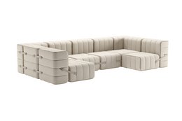 Curt-Set 15 - e.g. Flexible U-shaped sofa - Sera - Calla (White / Beige)